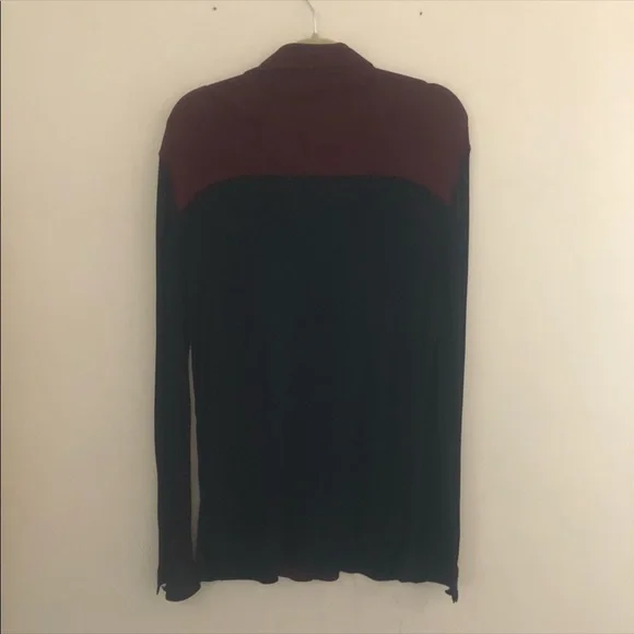GIANNI VERSACE] By Gianni Versace Navy Burgundy Jersey Button down shirt